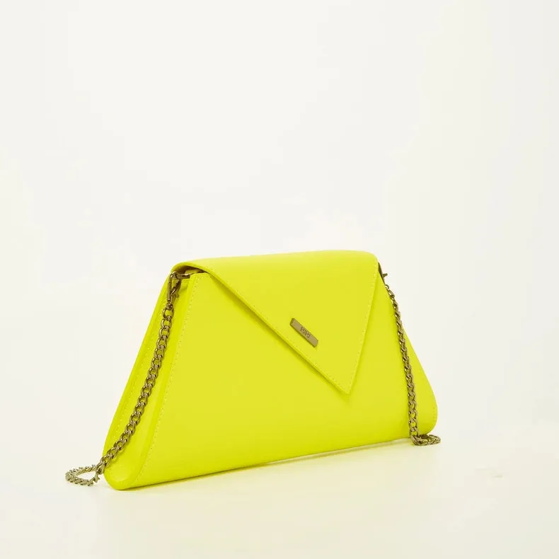 Angelica Electric Yellow Leather Clutch Purse