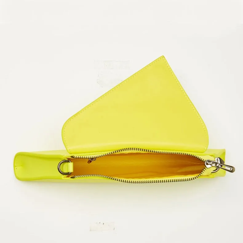 Angelica Electric Yellow Leather Clutch Purse