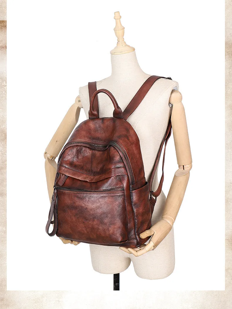 Best Vintage Brown Leather Rucksack Bag Womens Vintage School Backpacks Leather Backpack Purse