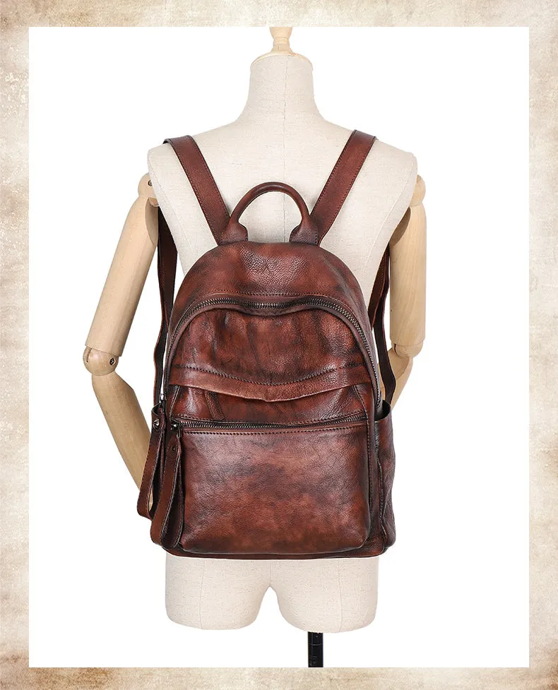 Best Vintage Brown Leather Rucksack Bag Womens Vintage School Backpacks Leather Backpack Purse