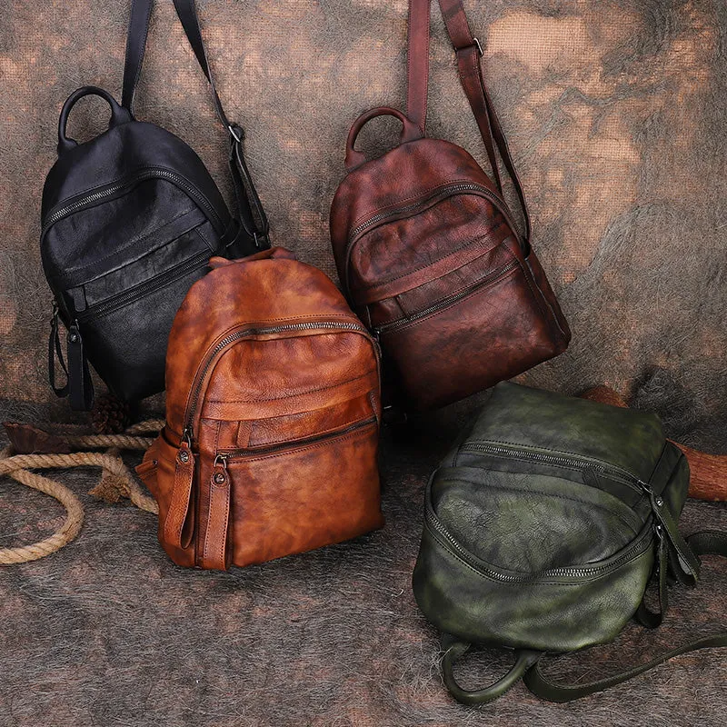 Best Vintage Brown Leather Rucksack Bag Womens Vintage School Backpacks Leather Backpack Purse