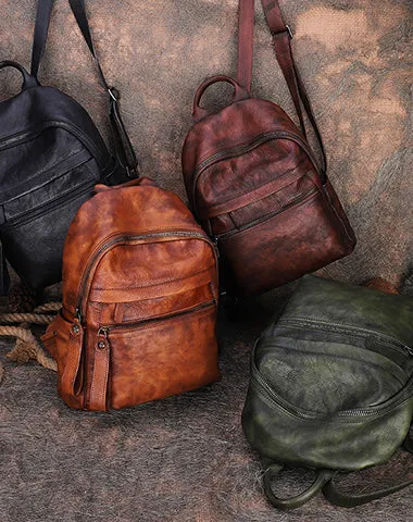 Best Vintage Brown Leather Rucksack Bag Womens Vintage School Backpacks Leather Backpack Purse