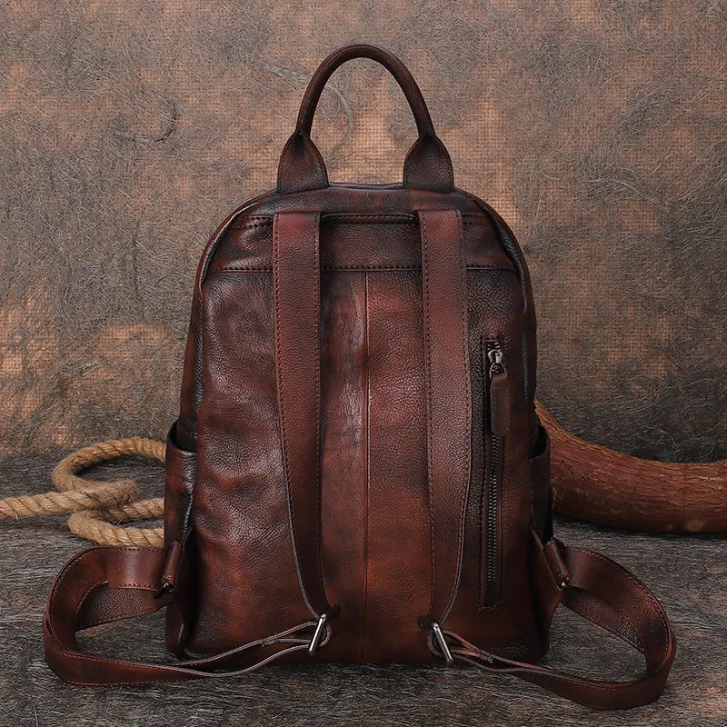 Best Vintage Brown Leather Rucksack Bag Womens Vintage School Backpacks Leather Backpack Purse