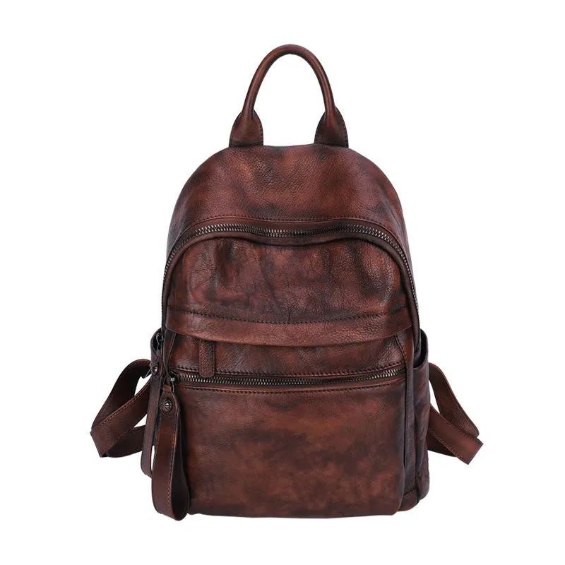 Best Vintage Brown Leather Rucksack Bag Womens Vintage School Backpacks Leather Backpack Purse