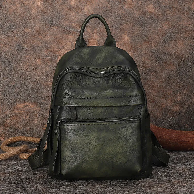 Best Vintage Brown Leather Rucksack Bag Womens Vintage School Backpacks Leather Backpack Purse