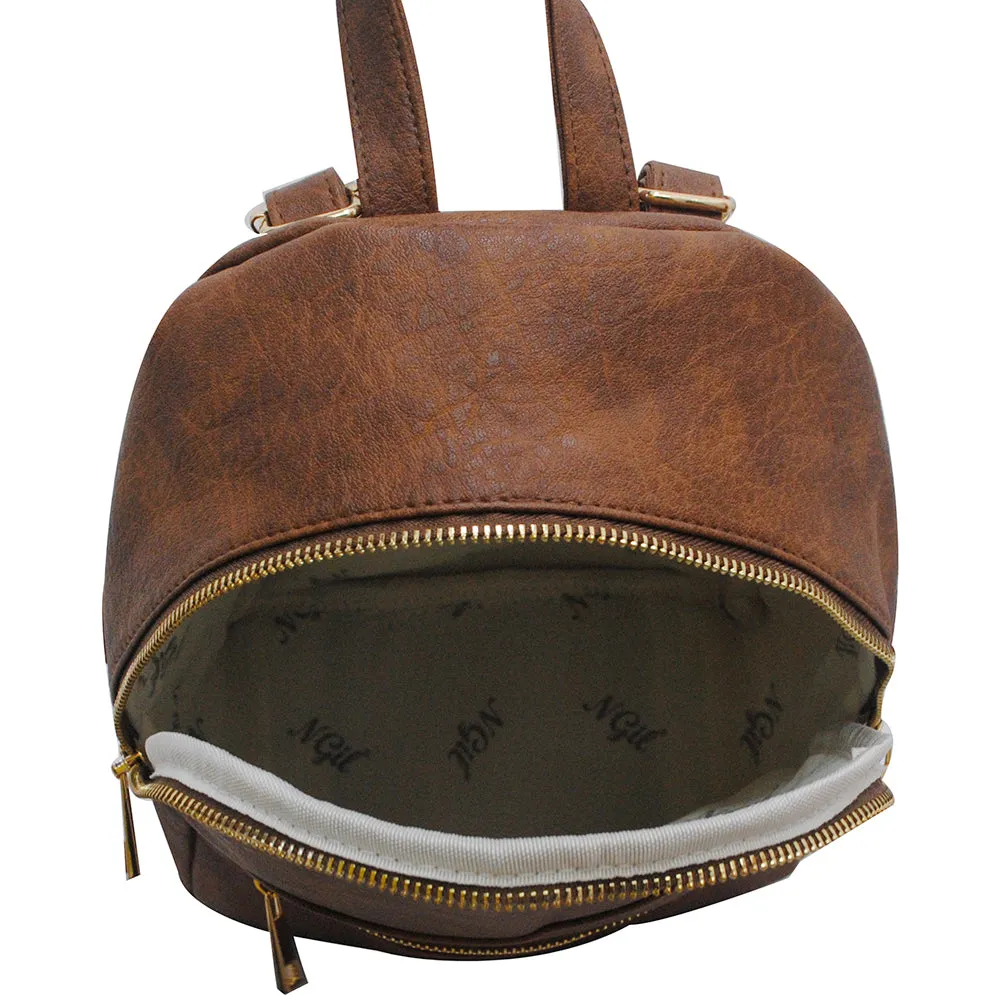 Brown NGIL Faux Leather Mini Backpack