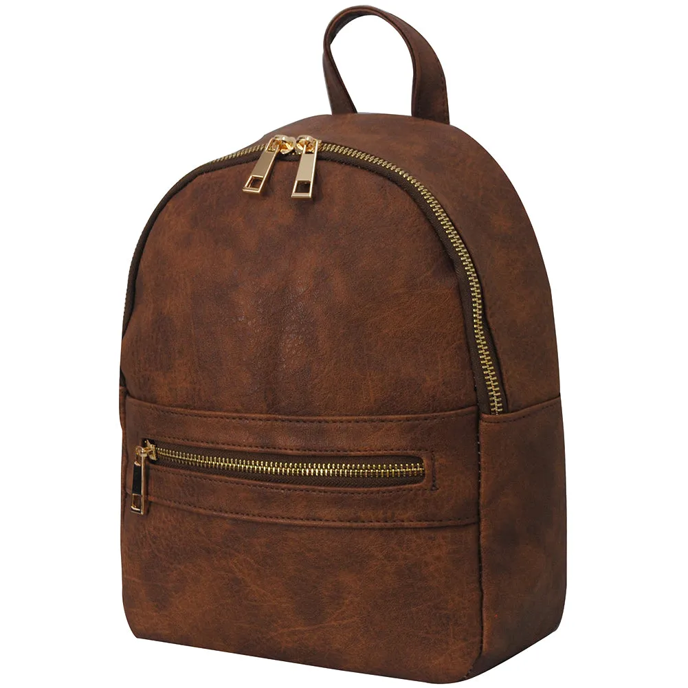 Brown NGIL Faux Leather Mini Backpack