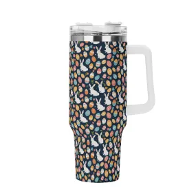 Bunny Eggs 40oz Stainless Steel Tumbler Gift With White Handle and Straw