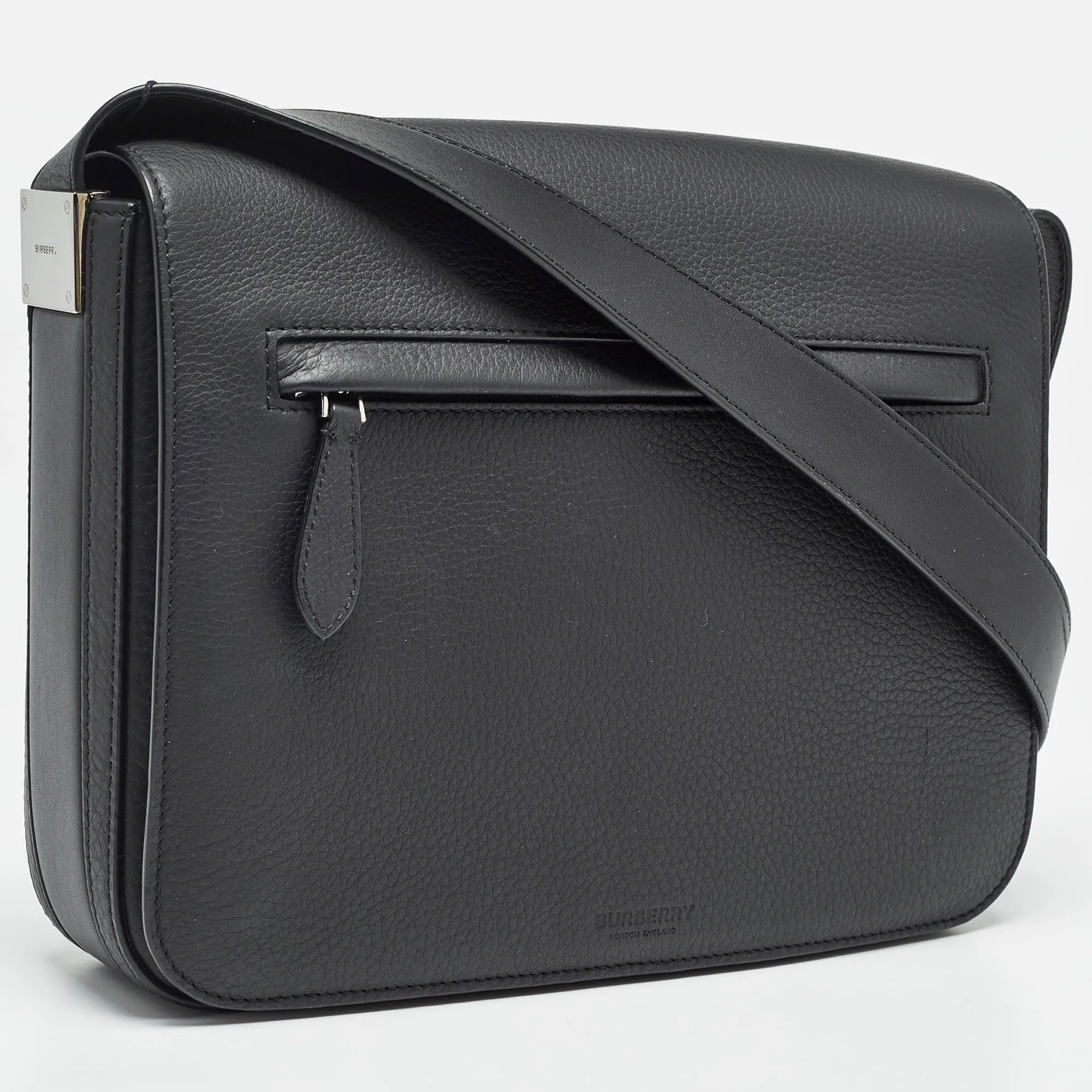 Burberry Black Leather Small Olympia Messenger Bag