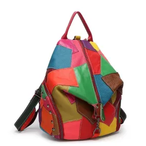 Colorful Patchwork Leather Backpacks