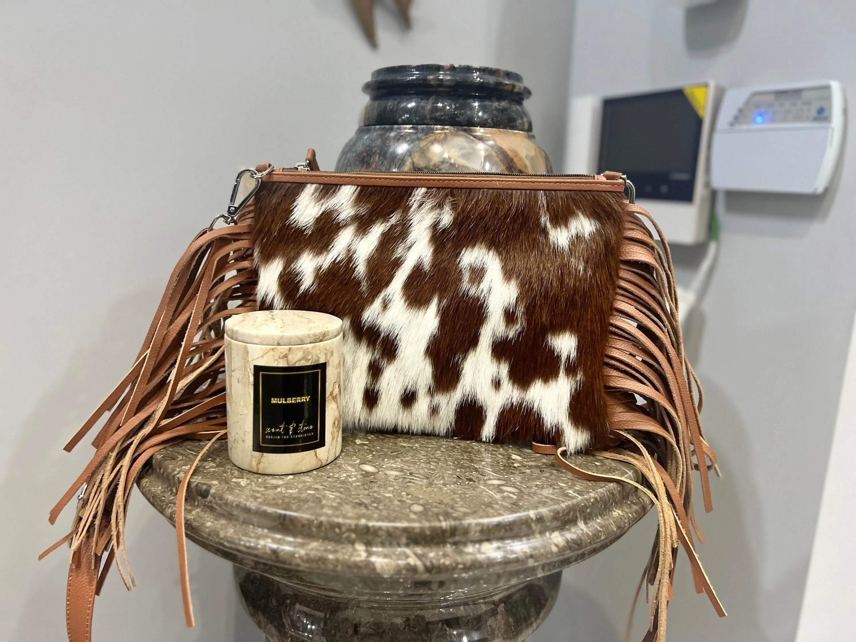 Cowhide Tassel Hand Bags Cowhide Hand Bags, Tassle Ladies shoulder bag, Ladies Hand Bags, Leather Bags LB 1030 Tassel Pouches