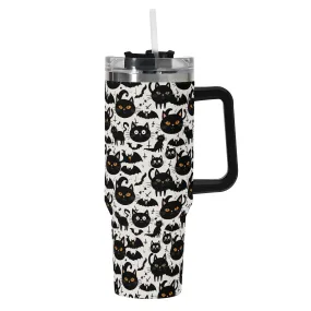 Crazy Cat Lady 40oz Stainless Steel Tumbler Gift With Black Handle and Straw