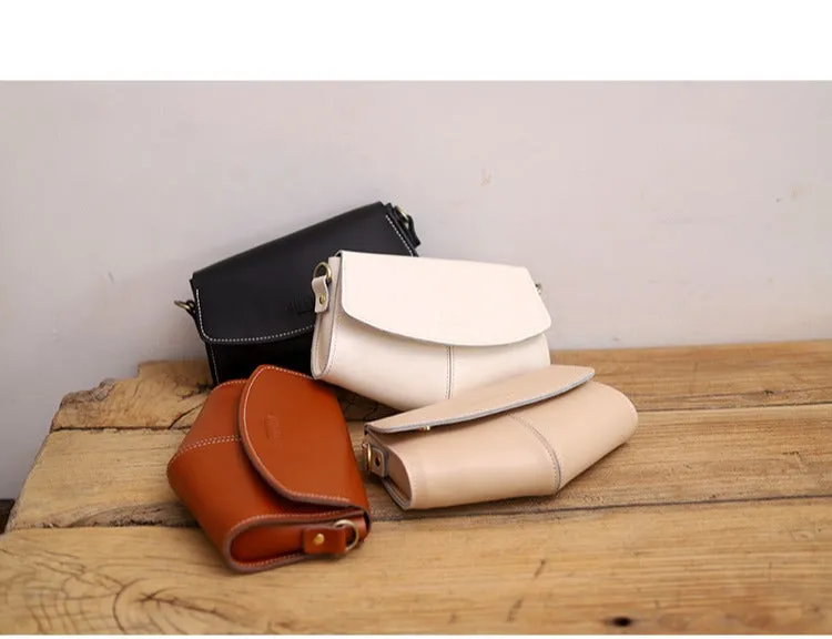 Cute LEATHER Sling Bag Side Bags Brown WOMEN Saddle SHOULDER BAG Small Crossbody Purses FOR WOMEN