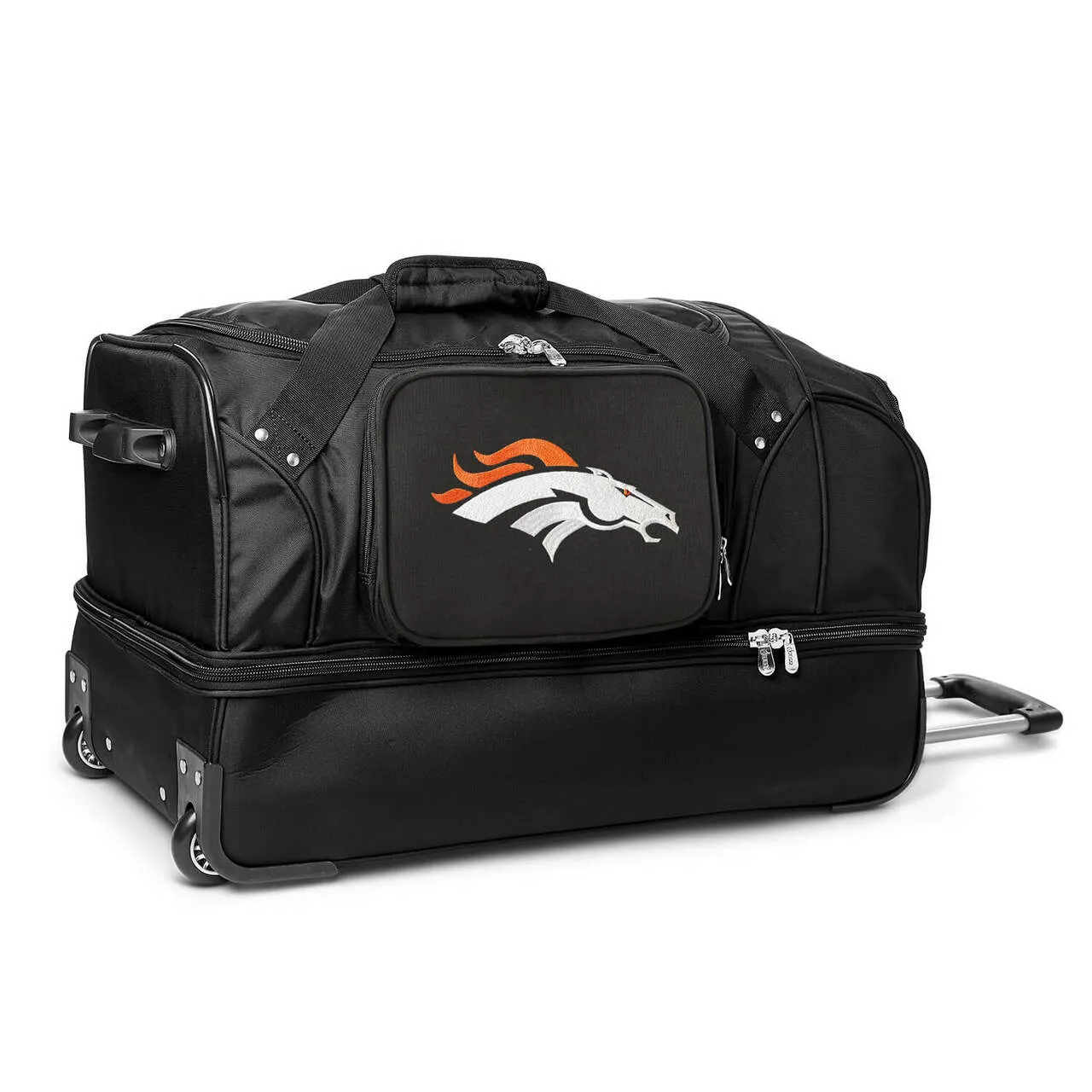 Denver Broncos 27" Black Rolling Drop Bottom Duffel