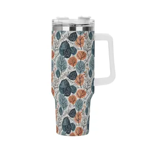 Freezing Leaves 40oz Stainless Steel Tumbler Gift With White Handle and Straw