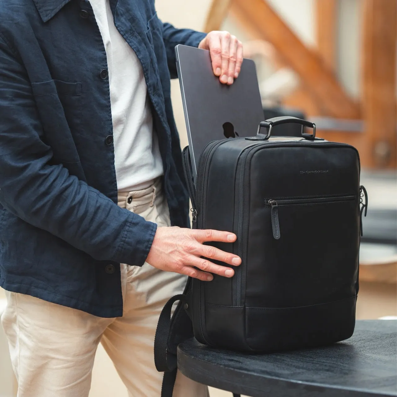 Leather Travel Backpack Black Jamaica