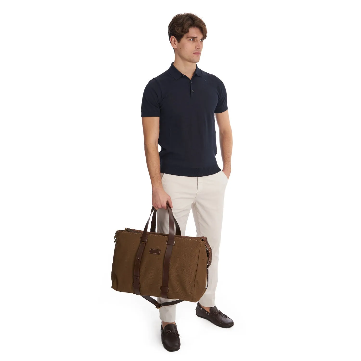 LIGHT BROWN CANVAS WEEKEND BAG