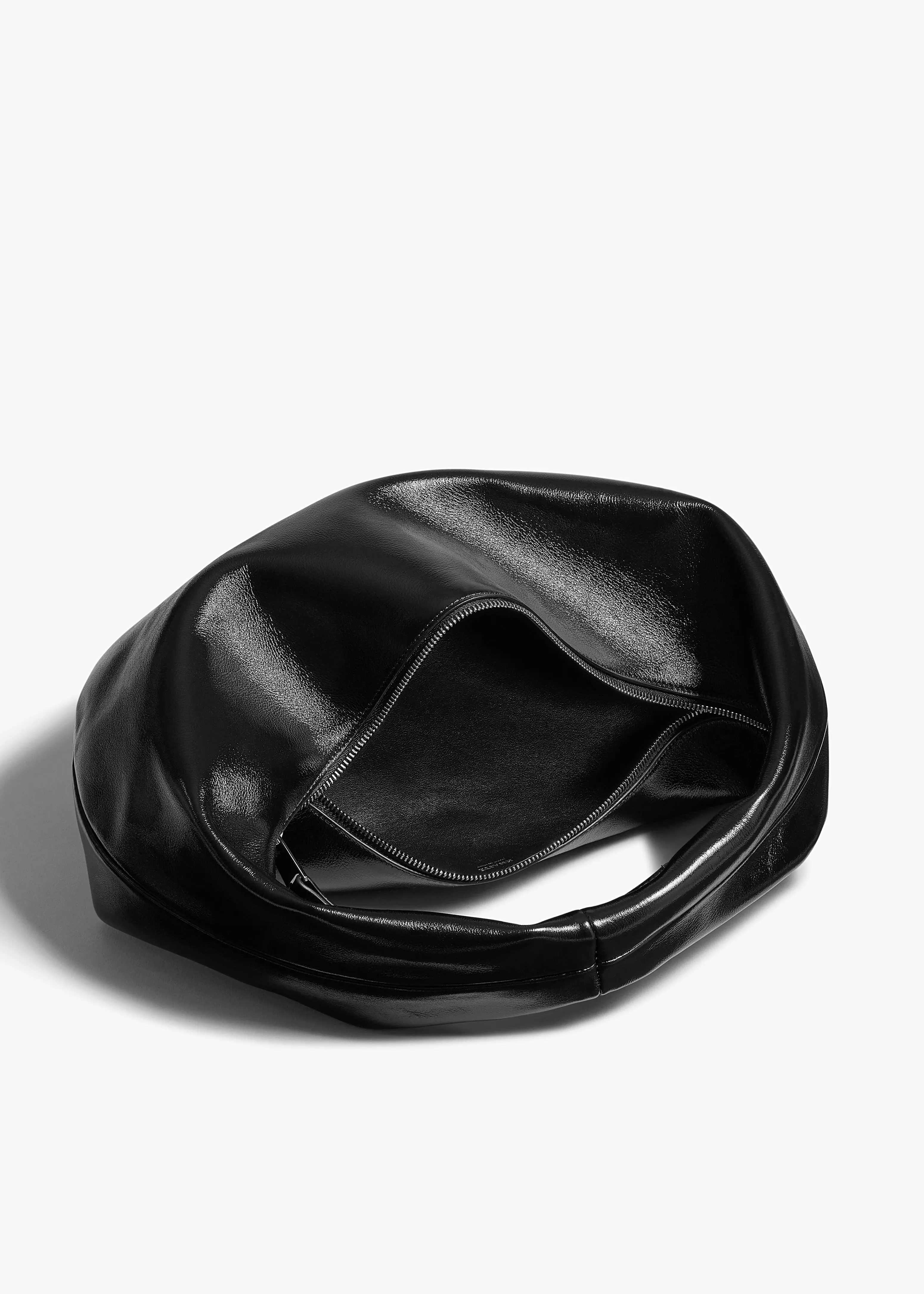 Medium Olivia Hobo in Black Crackle Patent Leather