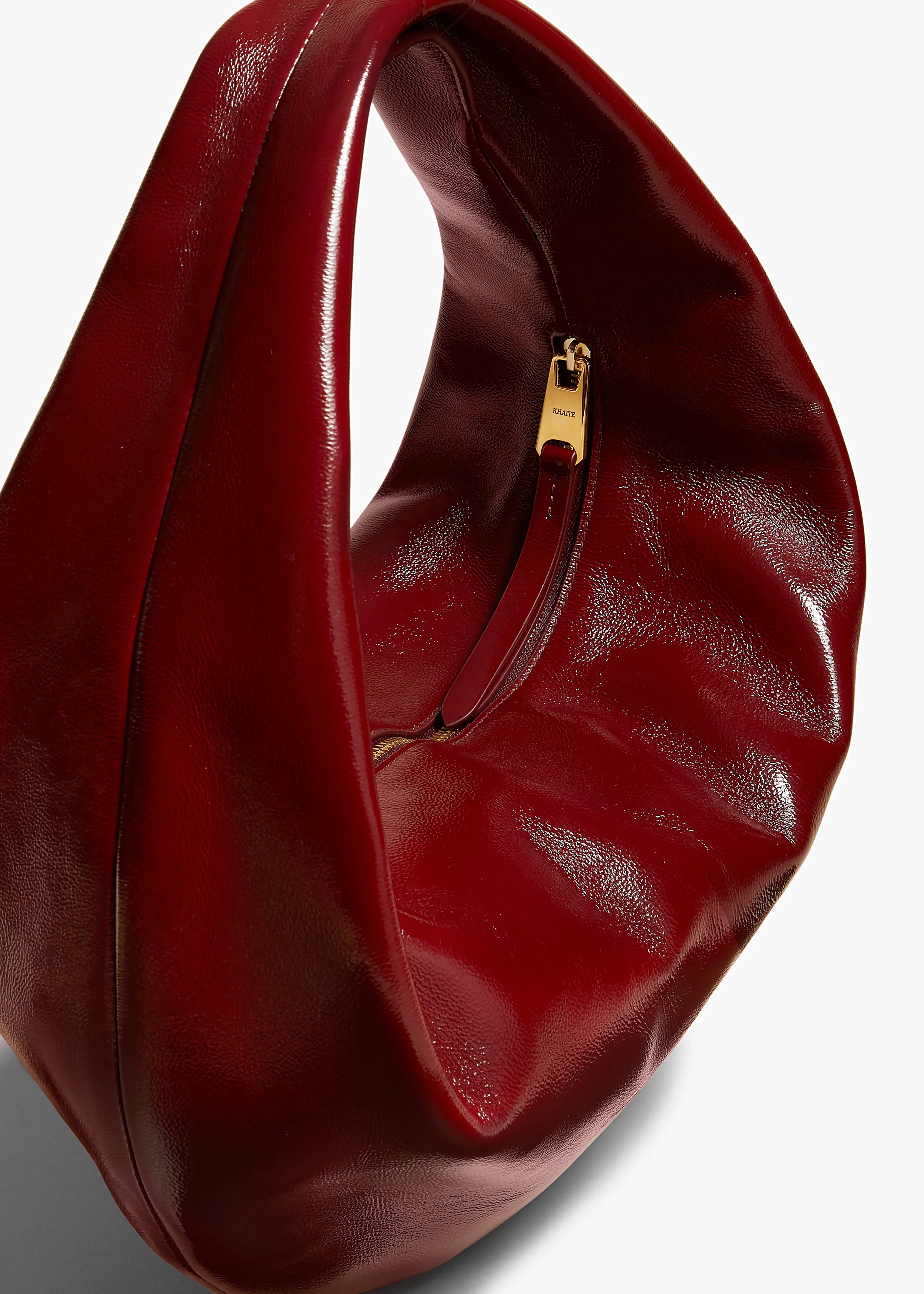 Medium Olivia Hobo in Oxblood Crackle Patent Leather