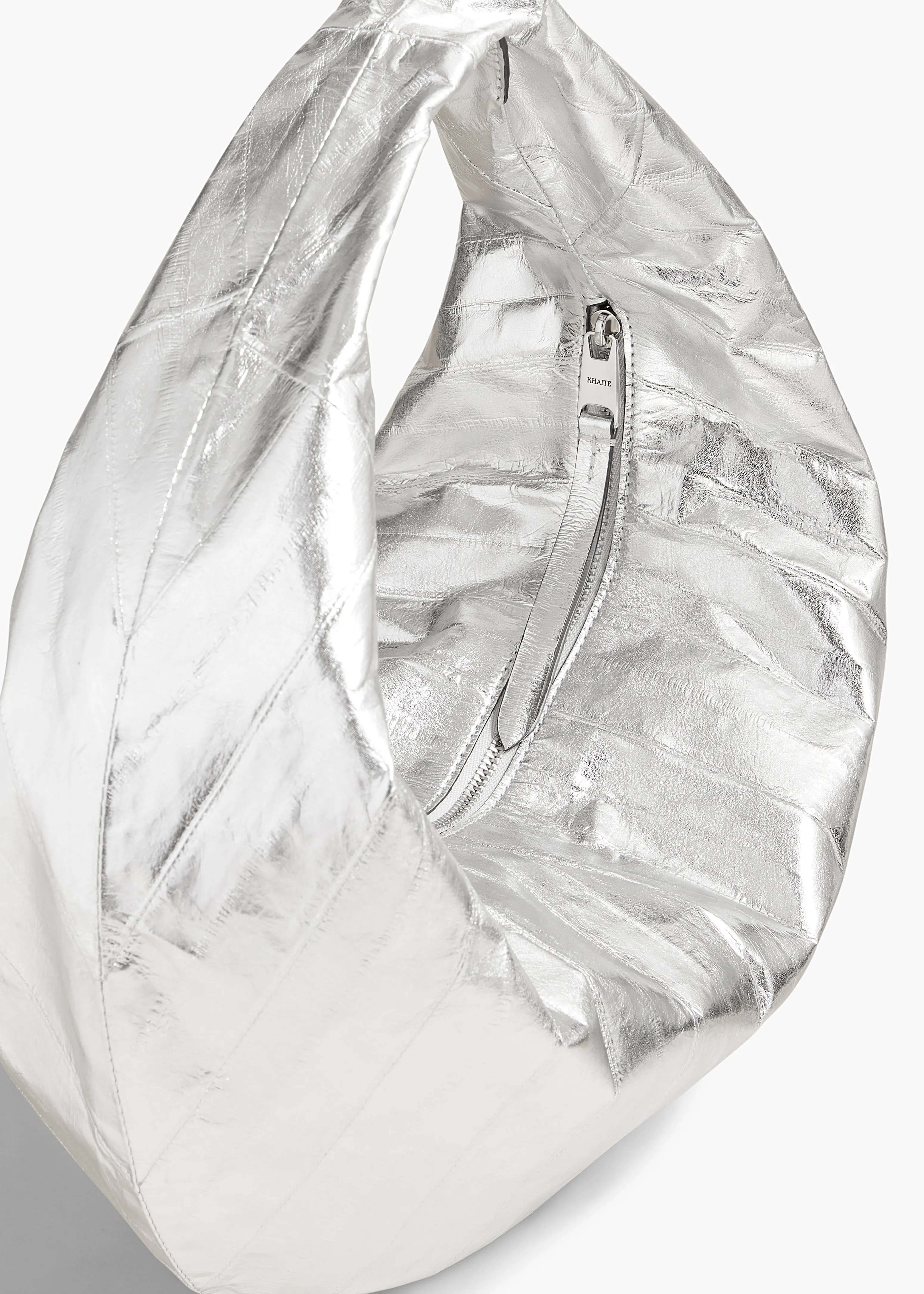 Medium Olivia Hobo in Silver Eel Leather