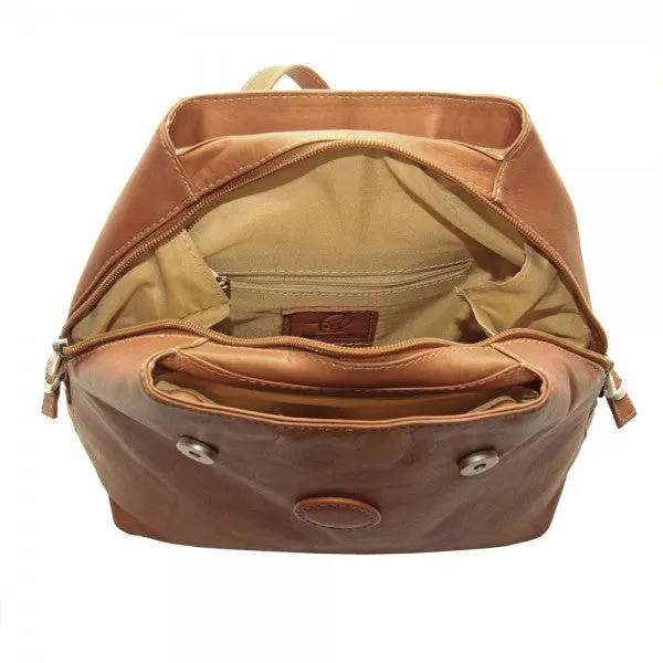 Piel Leather Flap Over Button Backpack Assorted Colors