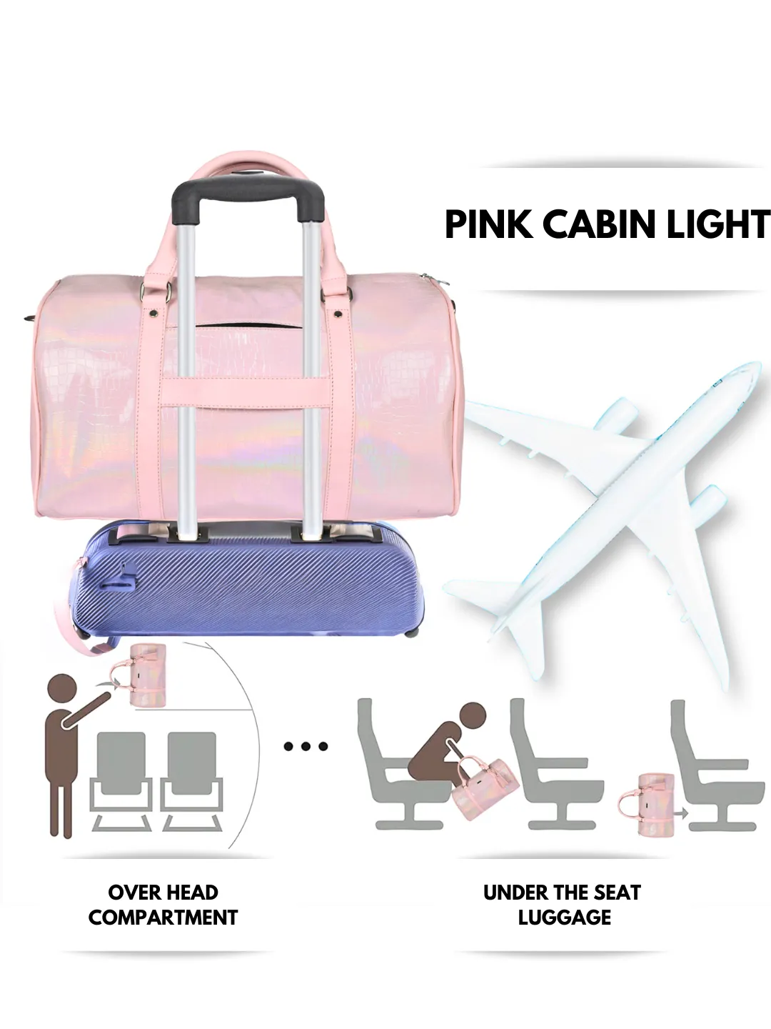 Pink Cabin Bag with Toiletry Kit - Carry on Luggage