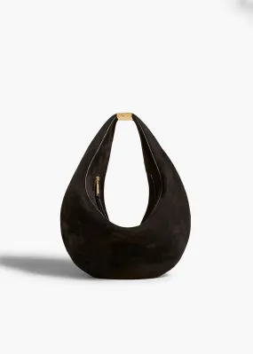 Small Olivia Hobo with Hardware in Black Suede