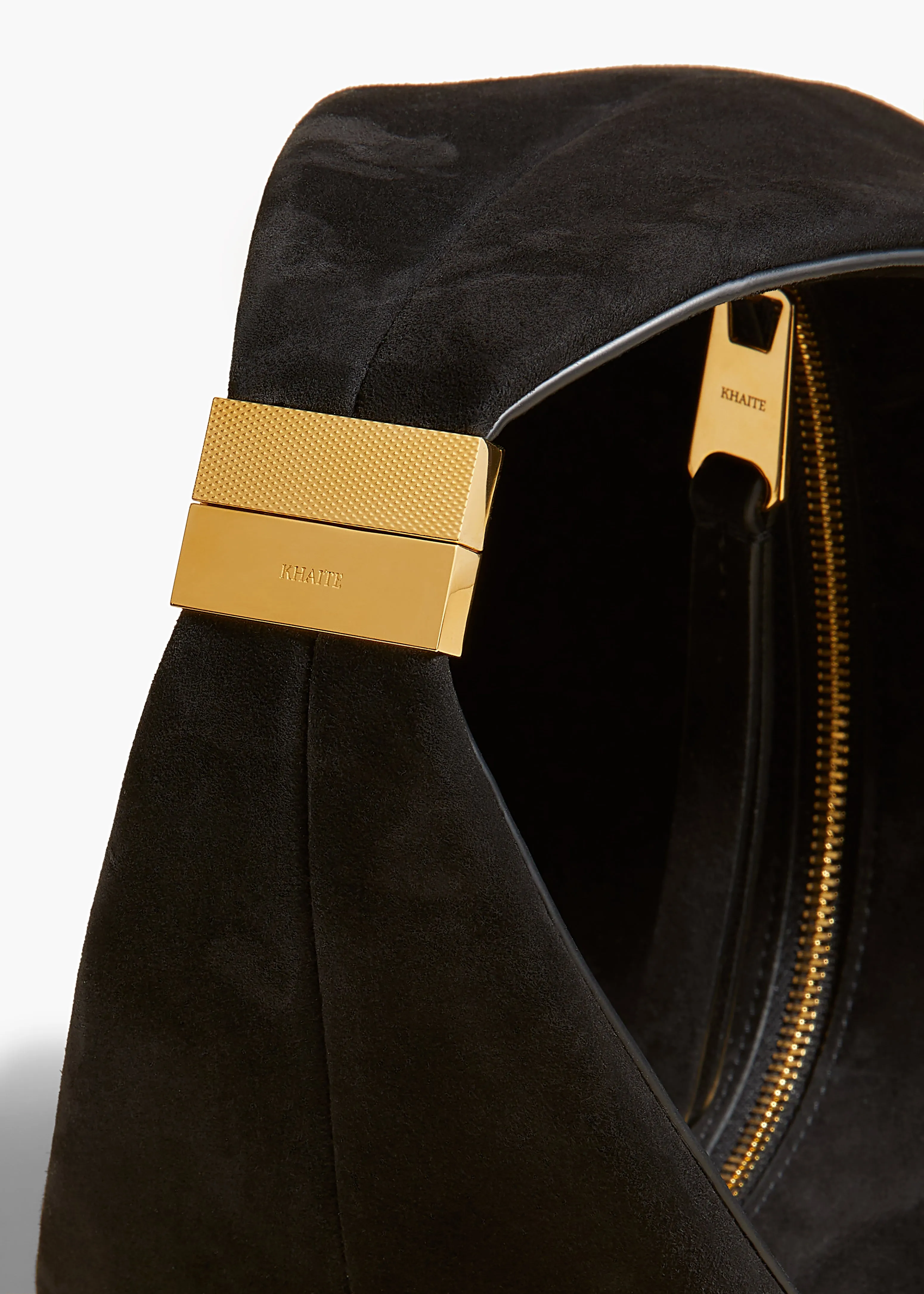 Small Olivia Hobo with Hardware in Black Suede