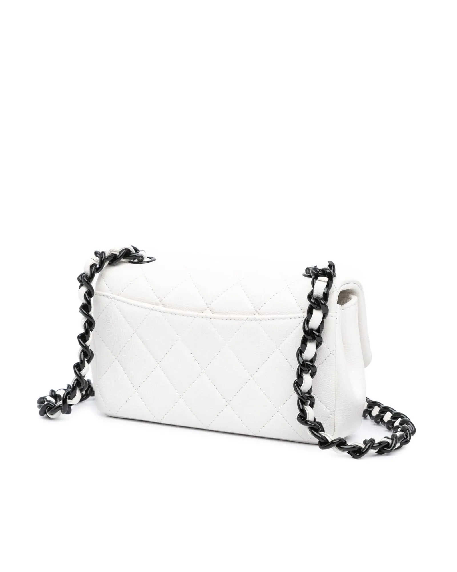 Small Quilted Leather Flap Bag with Chain Strap and Clasp Closure