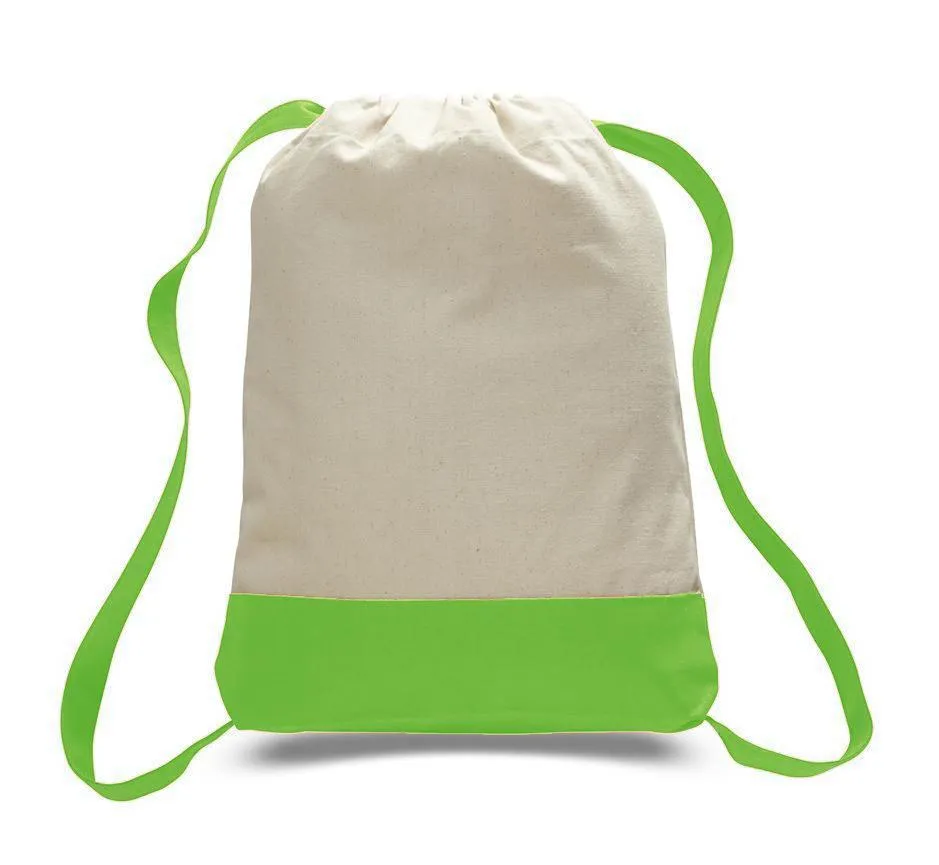 Two Tone Canvas Sport Backpacks / Wholesale Drawstring Bags