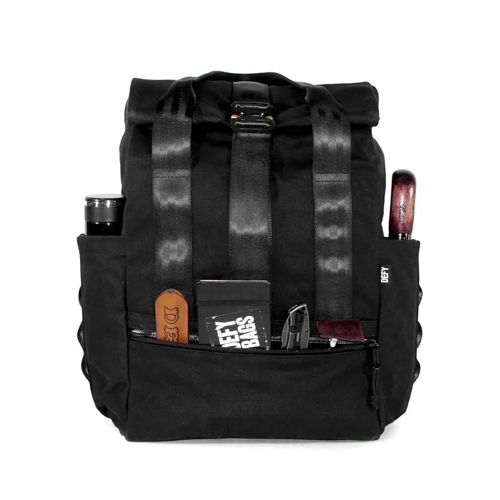 VerBockel Roll Top Backpack 2.0 'Un-Zipped' Black TexWax™ Canvas | Ships in 3-4 Weeks