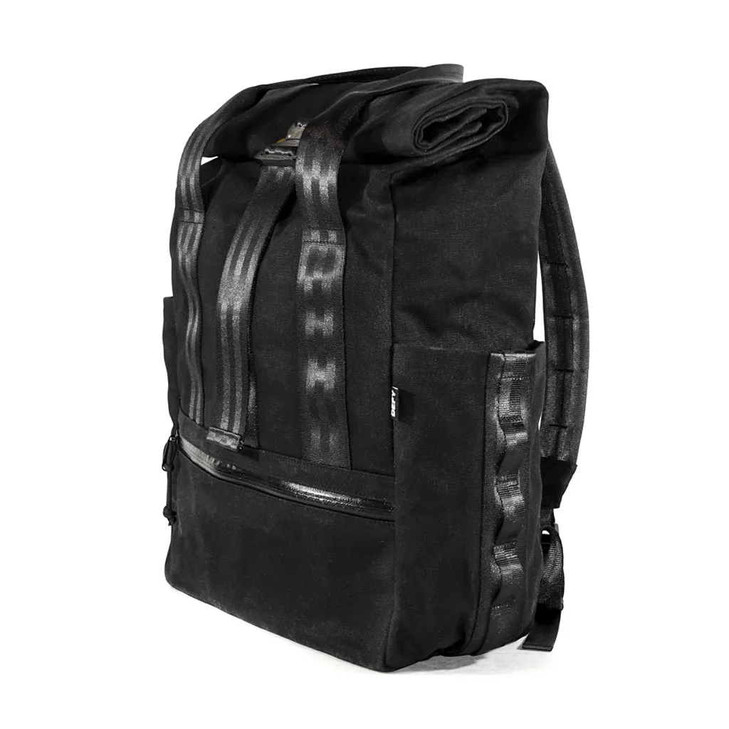 VerBockel Roll Top Backpack 2.0 'Un-Zipped' Black TexWax™ Canvas | Ships in 3-4 Weeks