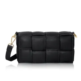 Verona Padded Woven Leather Bag | Black