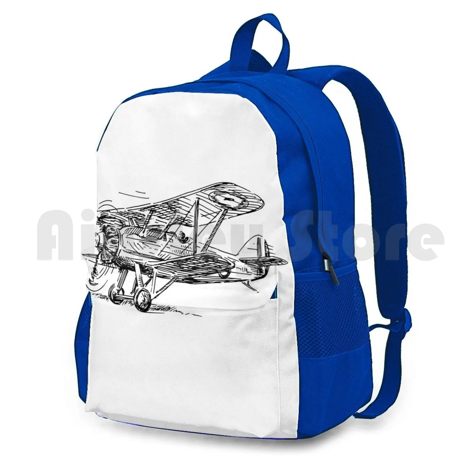 Vintage Biplane , Airplane Outdoor Hiking Backpack Riding Climbing Sports Bag Airplane Airplane Aviation Biplane Flight Plane