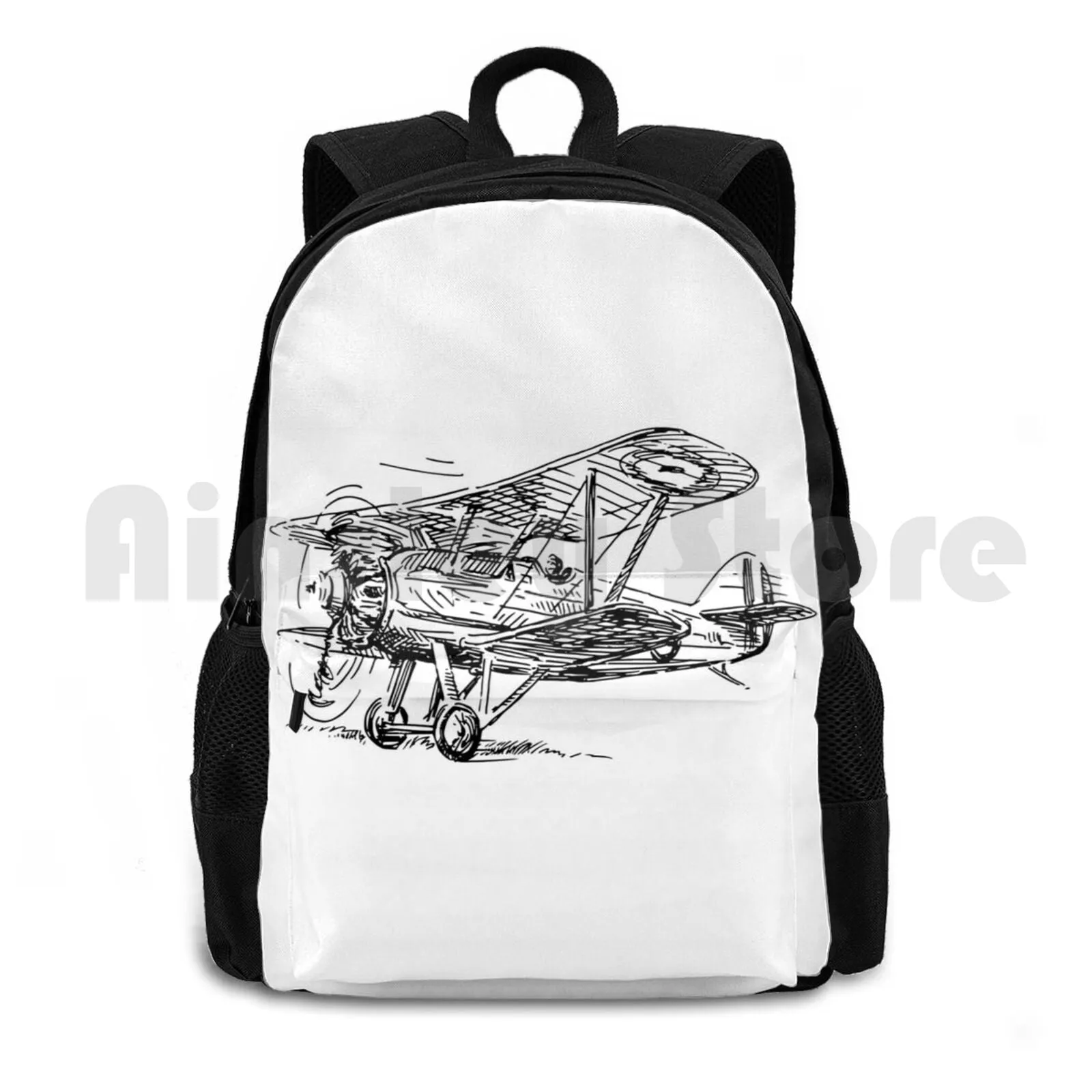 Vintage Biplane , Airplane Outdoor Hiking Backpack Riding Climbing Sports Bag Airplane Airplane Aviation Biplane Flight Plane