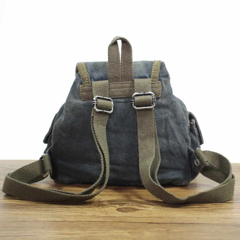 Vintage Denim Blue Womens Backpacks School Backpacks Blue Denim Laptop Backpack Bag For Womens