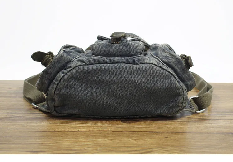 Vintage Denim Blue Womens Backpacks School Backpacks Blue Denim Laptop Backpack Bag For Womens