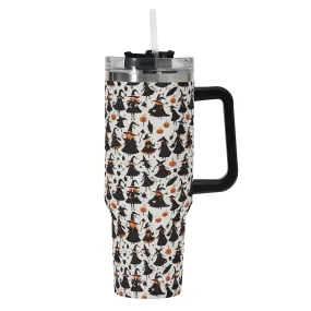 Witches 40oz Stainless Steel Tumbler Gift With Black Handle and Straw