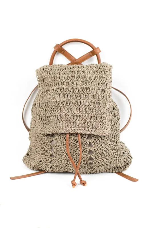 Woven Straw Backpack