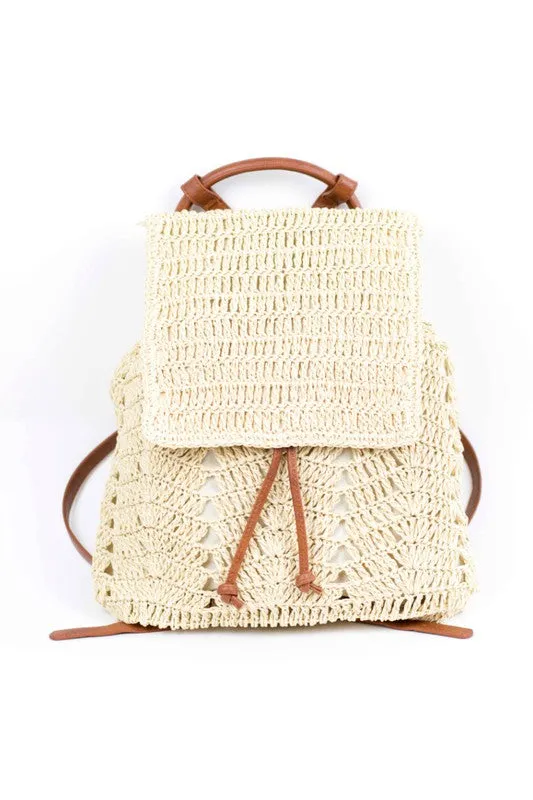 Woven Straw Backpack